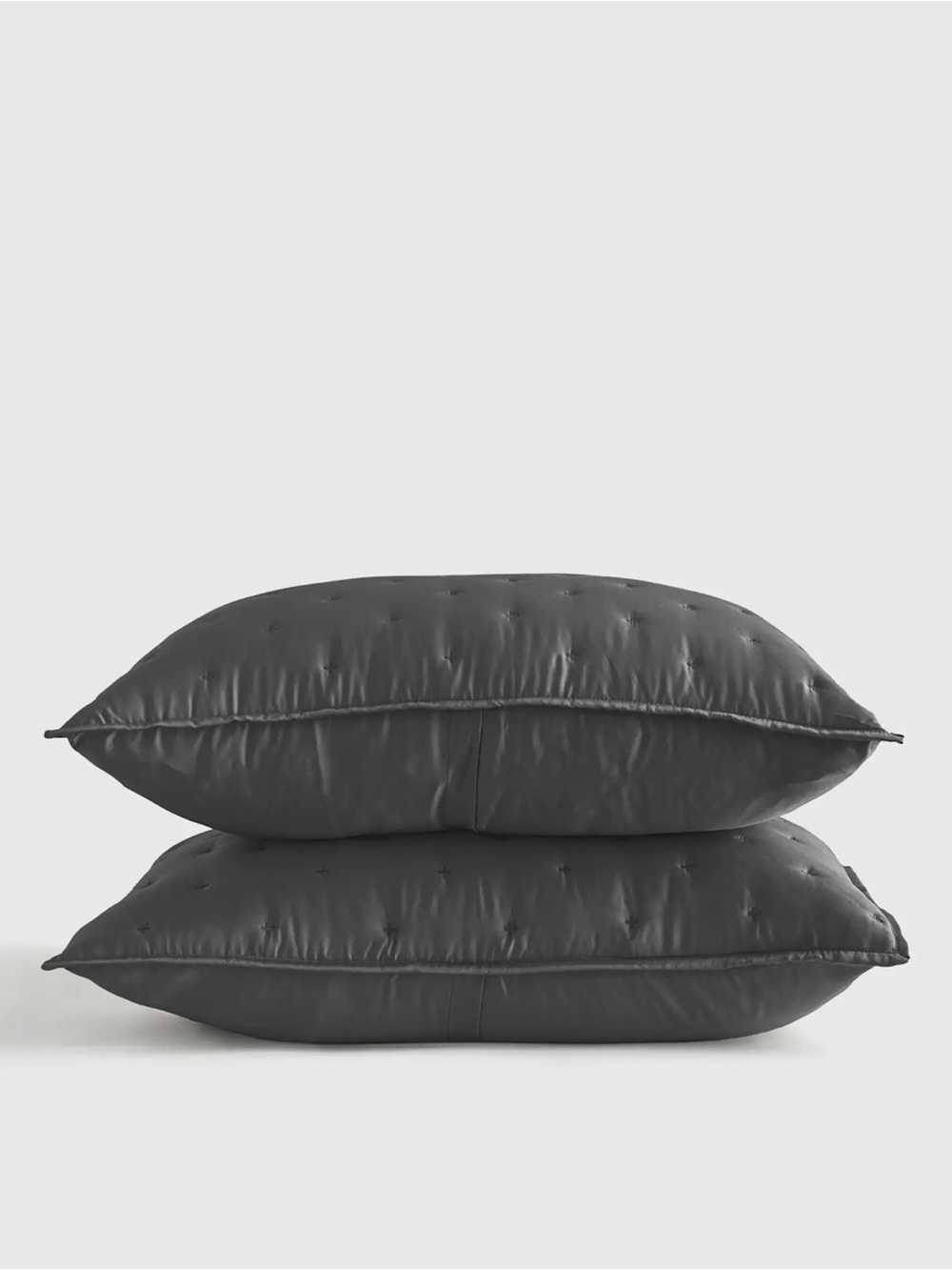 Quince Bamboo Dream Quilted Sham Set in Charcoal, standard 🖤🩶